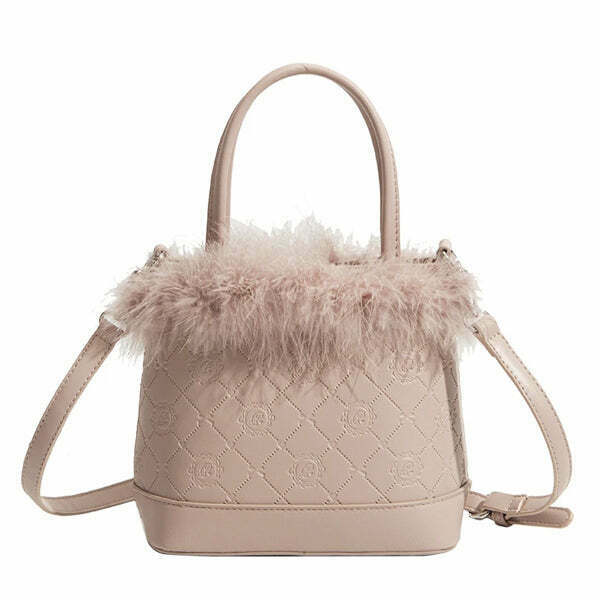 Chic Soft Girl Aesthetic Fluffy Bag - Trendy Heart Tote for Y2K Fashion Lovers