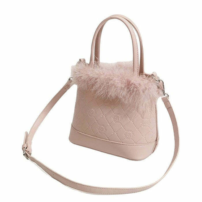 Chic Soft Girl Aesthetic Fluffy Bag - Trendy Heart Tote for Y2K Fashion Lovers