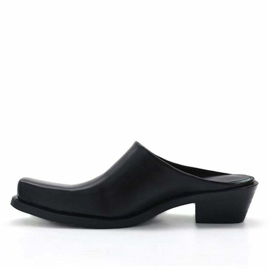 Chic Square Toe Minimalist Black Mules for Effortless Y2K Style and Comfort