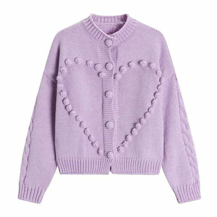 Chic Sweetheart Knit Cardigan - Vintage-Inspired Knit Cardigan for Y2K Fashion Lovers