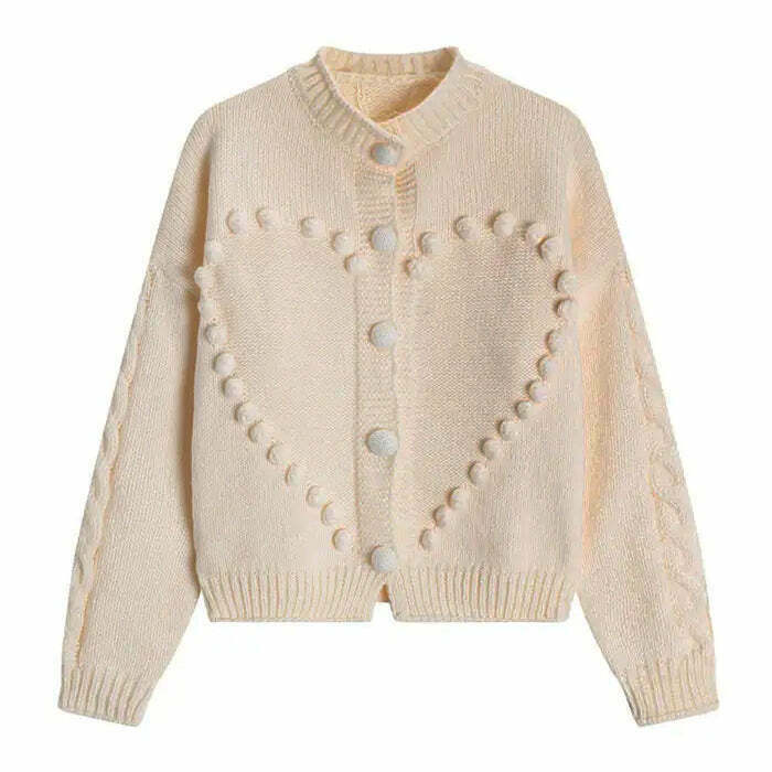 Chic Sweetheart Knit Cardigan - Vintage-Inspired Knit Cardigan for Y2K Fashion Lovers