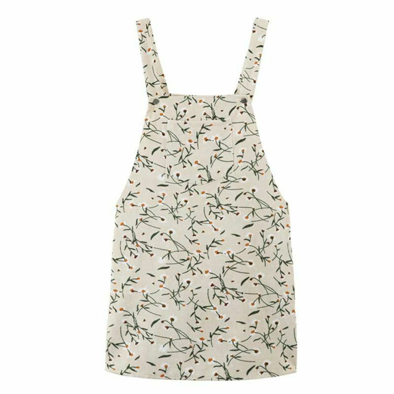 Chic Vintage Floral Dungaree Dress with Embroidered Details for Trendy Y2K Style