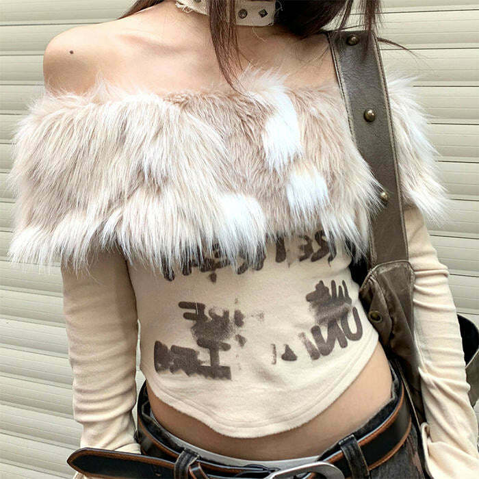 Chic Y2K Aesthetic Faux Fur Top - Trendy Layering Piece for Stylish Outfits