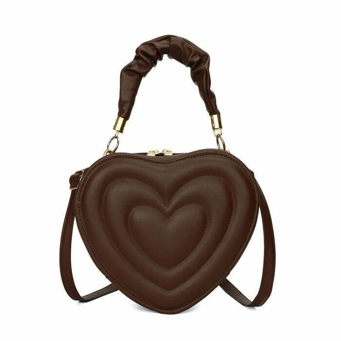 Chic Y2K Aesthetic Heart-Shaped Bag in Vibrant Colors - Trendy Y2K Fashion Accessory