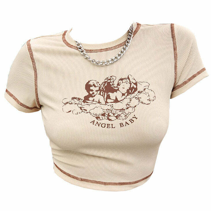 Chic Y2K Angel Baby Crop Top with Bow Tie Detail - Trendy Denim Tube Top for Stylish Looks