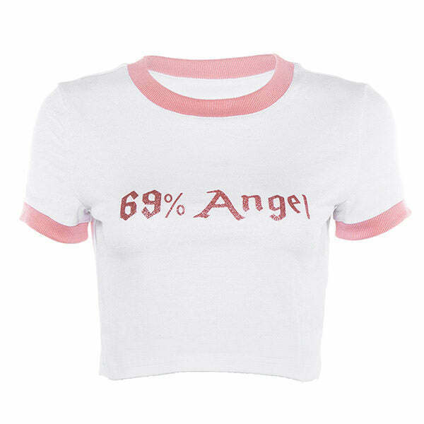 Chic Y2K Angel Crop Tee in Cream - Trendy Cropped Sweater for Stylish Outfits