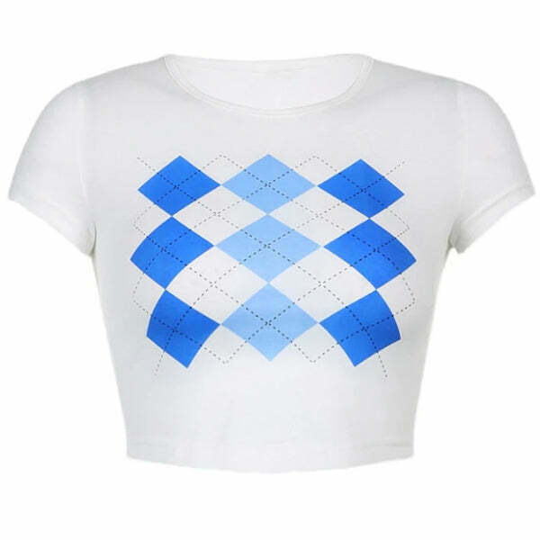 Chic Y2K Argyle Pattern Crop Top with Bow Tie Detail - Cream Cropped Sweater Style