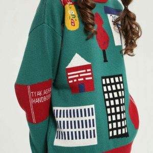 Chic Y2K Big City Life Jumper in Vibrant Green - Trendy Urban Style for Fashion Lovers