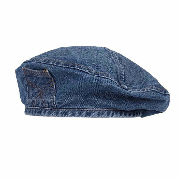 Chic Y2K Denim Beret Hat - Trendy Pleated Denim Skirt & Stylish Halter Dress Combo