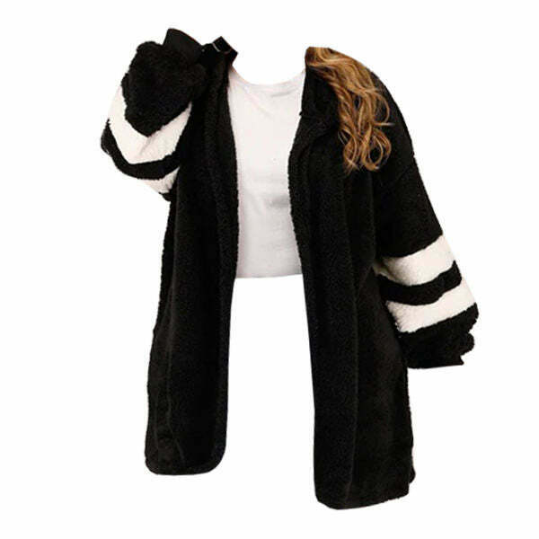 Chic Y2K Faux Fur Jacket in White - Trendy Baggy Style for a Retro Varsity Look