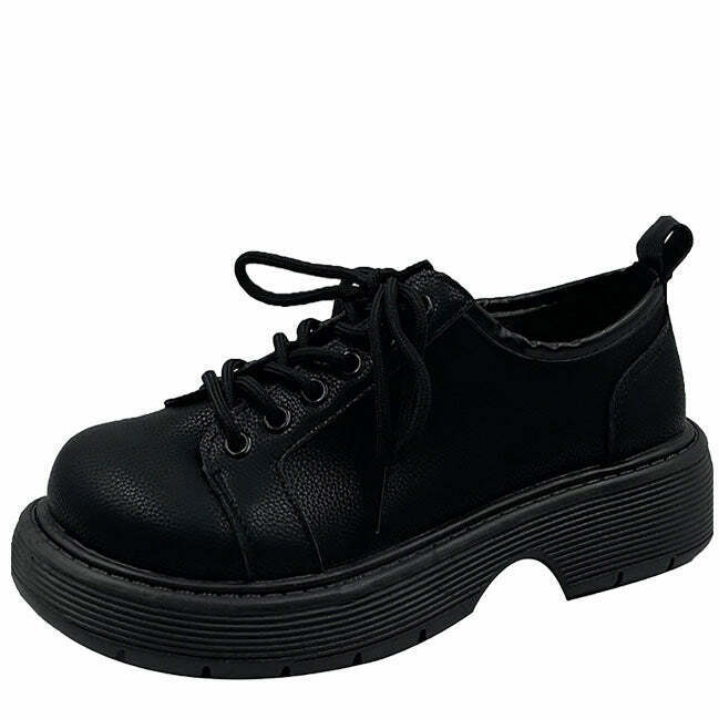 Chic Y2K Lace-Up Oxfords for Teens - Trendy Footwear with Retro Style and Comfort