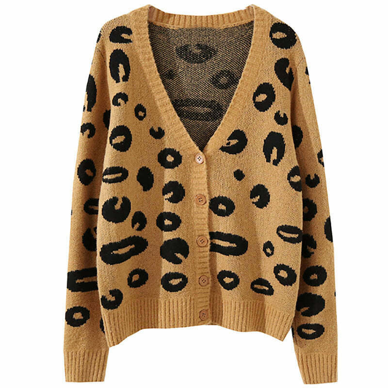 Chic Y2K Leopard Print Cardigan - Cozy Coquette Style for Effortless Fashion Statements