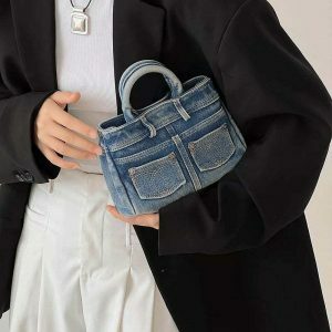 Chic Y2K Mini Handbag in Blue Jeans - Trendy Crossbody for Stylish Outfits