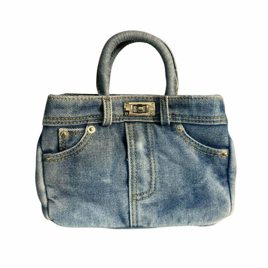 Chic Y2K Mini Handbag in Blue Jeans - Trendy Crossbody for Stylish Outfits