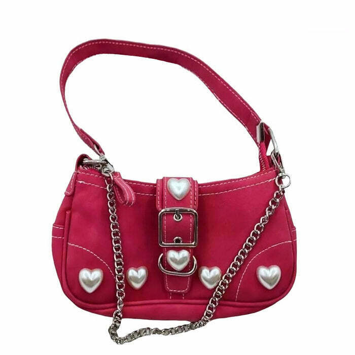 Chic Y2K Pearl Heart Bag - Trendy Accessory for Stylish Outfits and Fashion Lovers