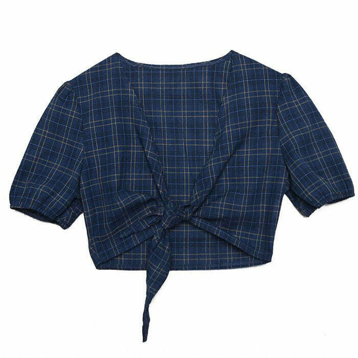 Chic Y2K Skippin' School Plaid Top with Bow Tie Detail - Trendy Crop Top for Stylish Looks