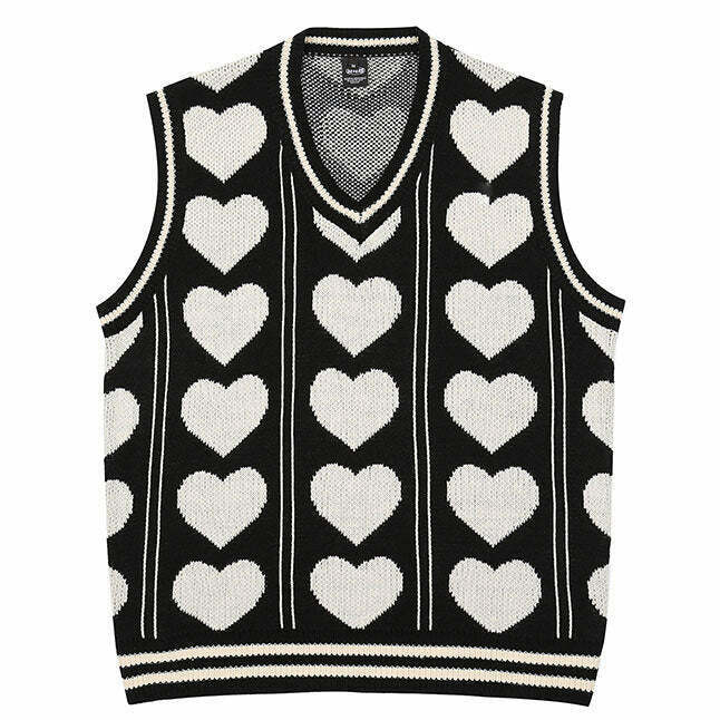 Colorful Y2K Heart Vest with Zip-Up Design - Trendy Gothic Denim Vest for Stylish Teens