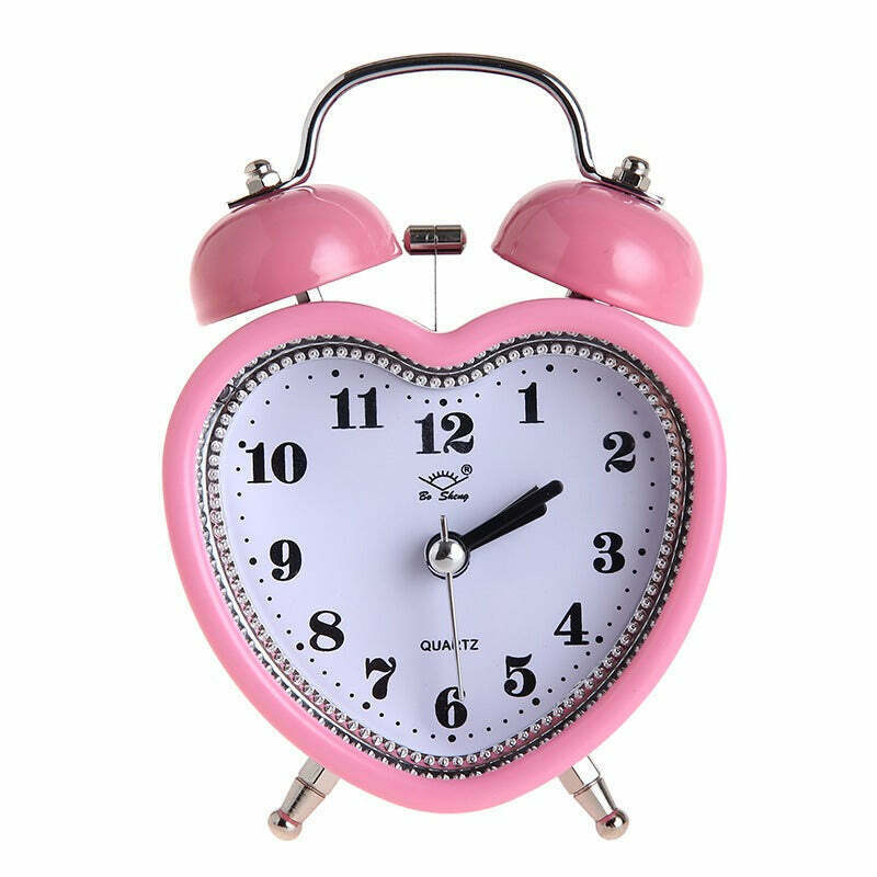 Coquette Heart Twin Bell Alarm Clock - Aesthetic Pink Heart Design for Stylish Mornings