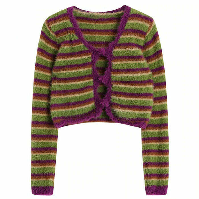 Coquette-Inspired Indie Kid Fuzzy Cardigan - Stylish Brown Floral Zip-Up for Y2K Fashion