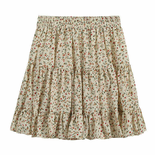 Cottage Calling Y2K Floral Drawstring Skirt - Trendy Grey Cargo & Pleated Styles