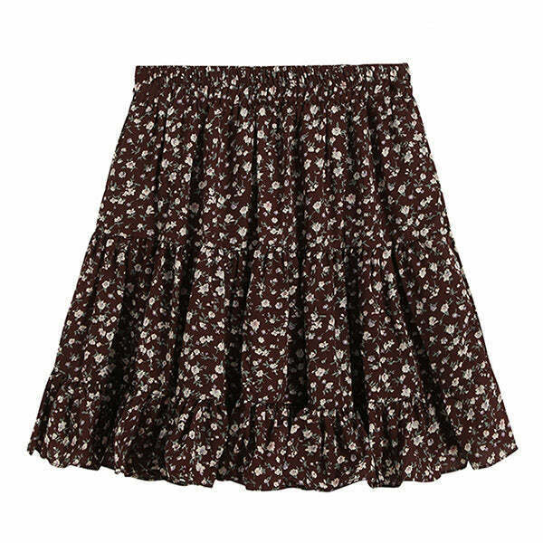 Cottage Calling Y2K Floral Drawstring Skirt - Trendy Grey Cargo & Pleated Styles