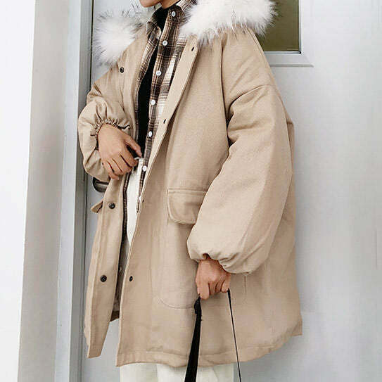 Cotton Candy Parka Coat - Trendy Nuage Style with Cozy Fur Lining for Y2K Fashion Lovers