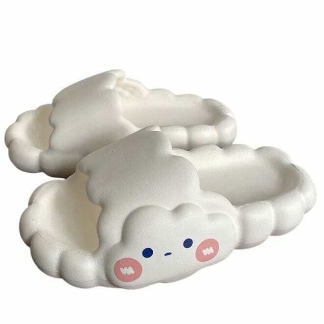 Cozy Cloud Foam Teddy Bear Slippers in Red - Y2K Style Plush Comfort for Trendy Feet