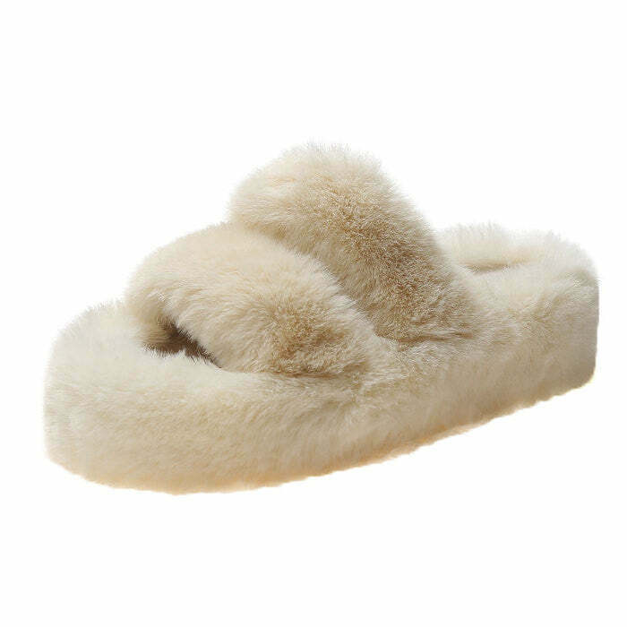 Cozy Fluffy Platform Slippers in Cow Print & Red Teddy Bear Design - Y2K Fashion Must-Have