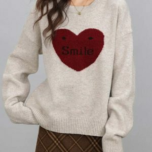 Cozy Soft Girl Warm Heart Sweater - Y2K Style for Downtown Girls & Baddie Aesthetics