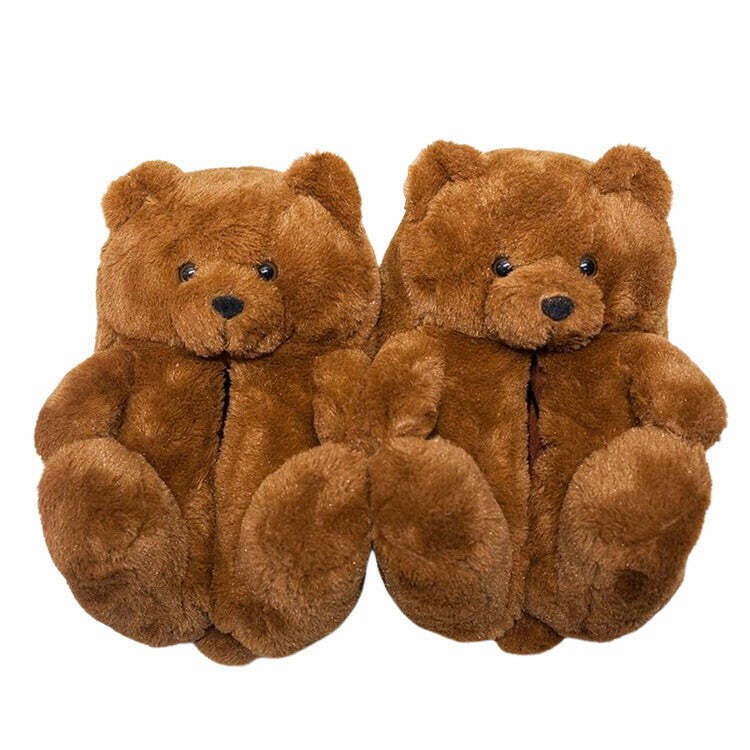 Cozy Y2K Hugging Teddy Bear Slippers for Ultimate Comfort and Style in Soft Plush Material