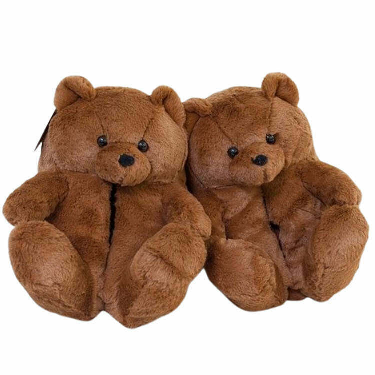 Cozy Y2K Hugging Teddy Bear Slippers for Ultimate Comfort and Style in Soft Plush Material