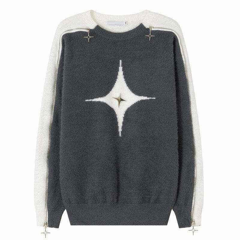 Cream Open-Shoulder Y2K Sweater with Unique Skeleton Embroidery - Trendy Cropped Style