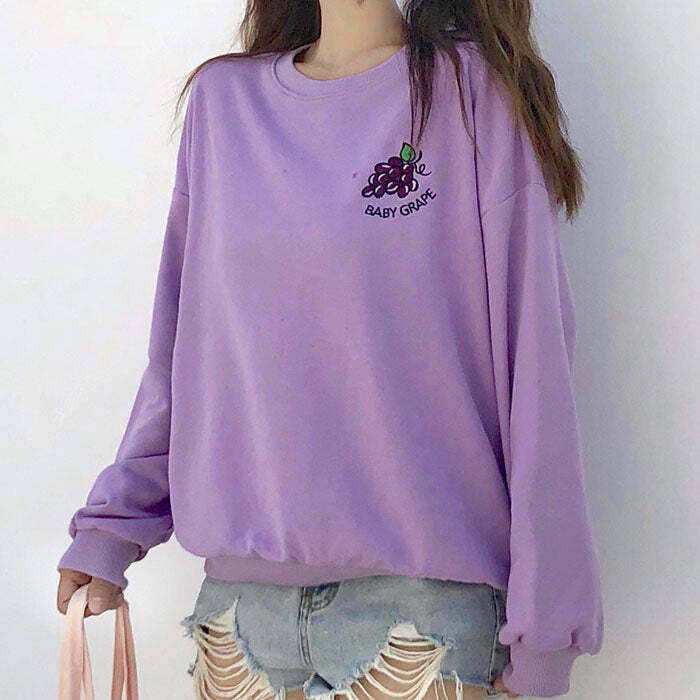 Cute Baby Grape Sweatshirt in Soft Corduroy - Aesthetic Y2K Style for Trendy Kids