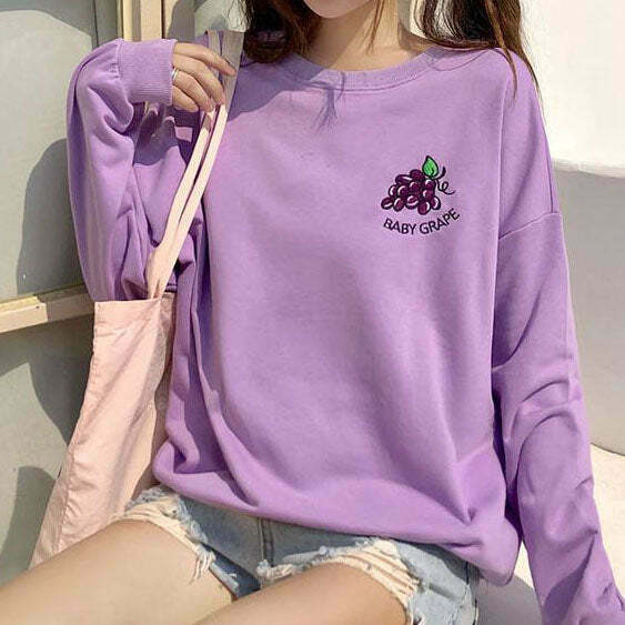 Cute Baby Grape Sweatshirt in Soft Corduroy - Aesthetic Y2K Style for Trendy Kids