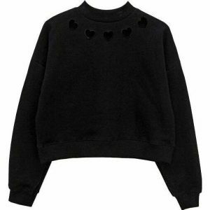 Cute Heart Cut Out Corduroy Sweatshirt - Aesthetic Y2K Fashion for Trendy Outfits