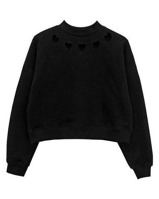 Cute Heart Cut Out Corduroy Sweatshirt - Aesthetic Y2K Fashion for Trendy Outfits