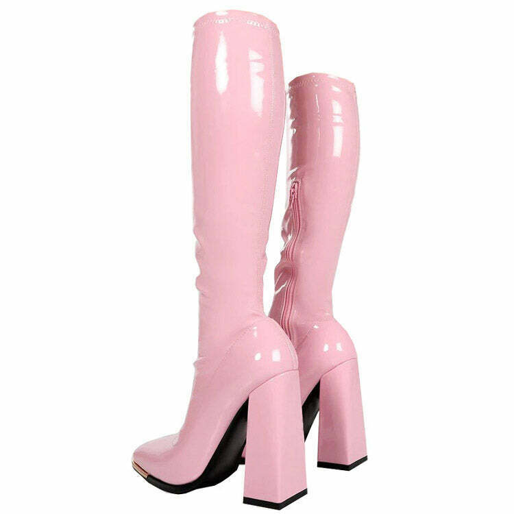 Danish Pastel Aesthetic Vinyl Boots - Soft Ankle Tabi Split Toe Design for Trendy Looks