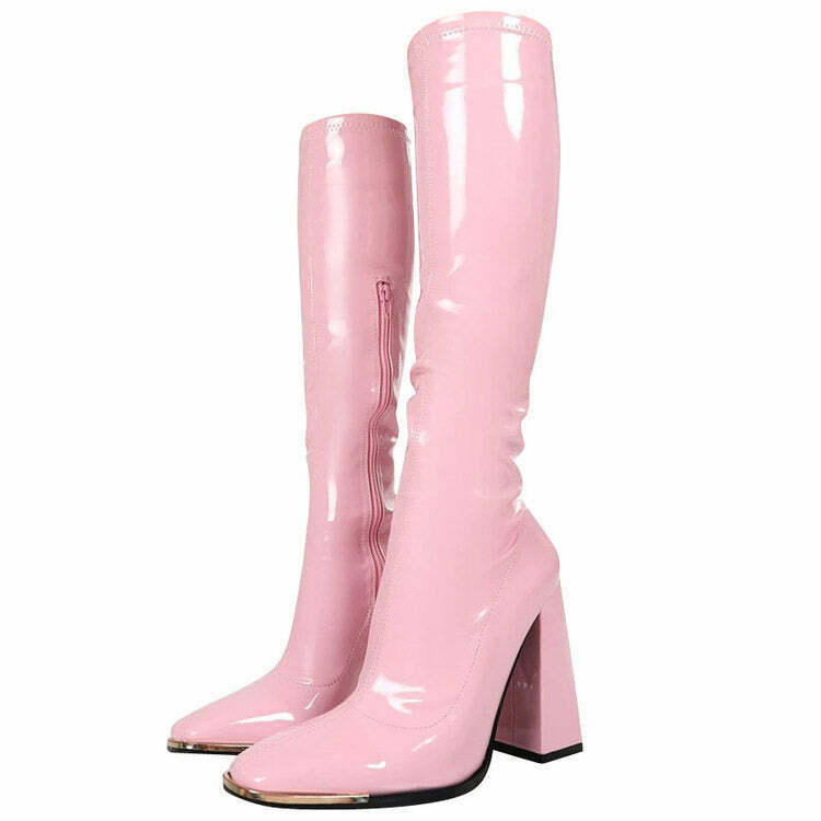 Danish Pastel Aesthetic Vinyl Boots - Soft Ankle Tabi Split Toe Design for Trendy Looks