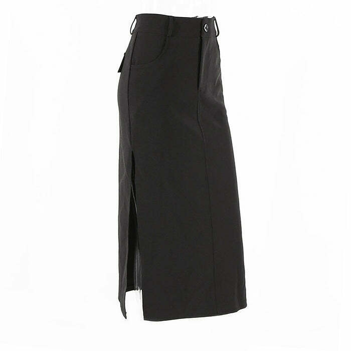 Dark Grunge Aesthetic Long Drawstring Skirt - Y2K Cargo Style in Grey for Streetwear Vibes