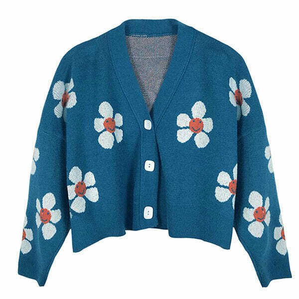 Dreams of Daisies Floral Cardigan - Vintage-Inspired Coquette Style with Stand Collar