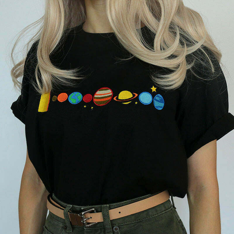 Dressed For Space Y2K Graphic Tee with Bow Detail - Trendy Space-Inspired Fashion Top