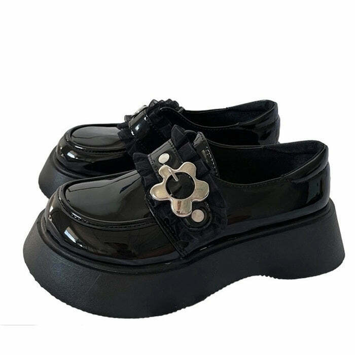 Eden Flower Buckle Chunky Platforms - Y2K Inspired Floral Design for Trendy Style