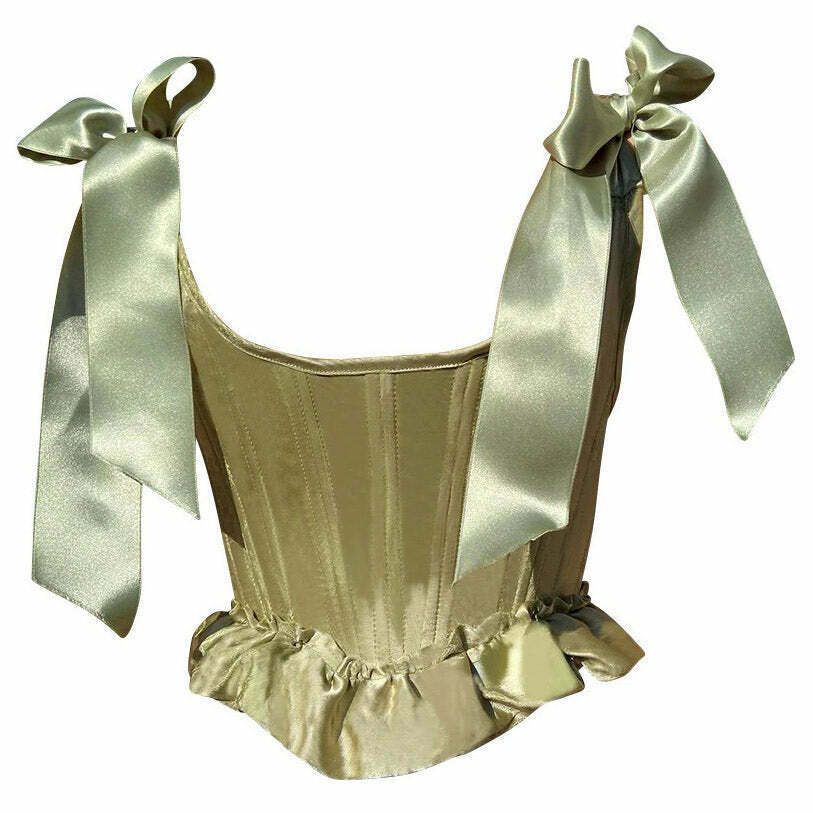 Enchanting Fairycore Corset Top with Bow Detail - Perfect for Y2K Fashion Lovers