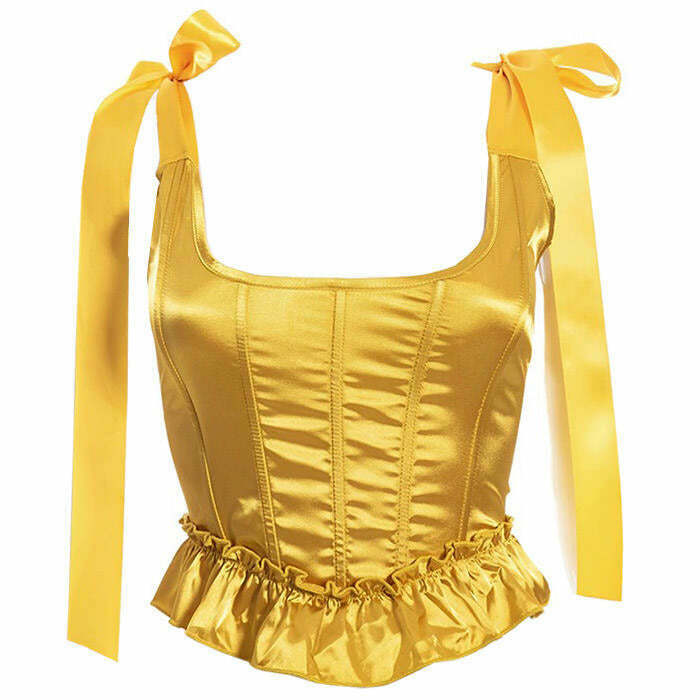 Enchanting Fairycore Corset Top with Bow Detail - Perfect for Y2K Fashion Lovers