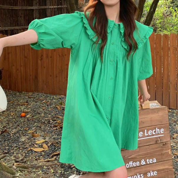 Enchanting Fairycore Little Green Dress - Bohemian Long Sleeve Bodycon for Y2K Style