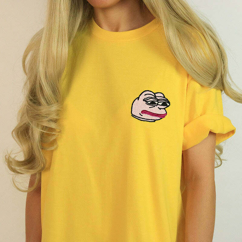 Feelz Bad Face T-Shirt in Yellow - Trendy Baddie Fashion with Soft Cotton Blend for Style