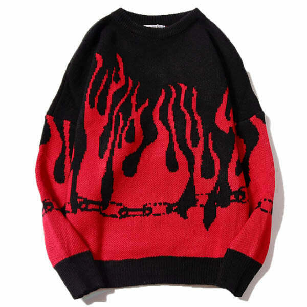 Flamin' Cream Cropped Skeleton Sweater - Y2K Aesthetic Embroidery by Aelfric Eden