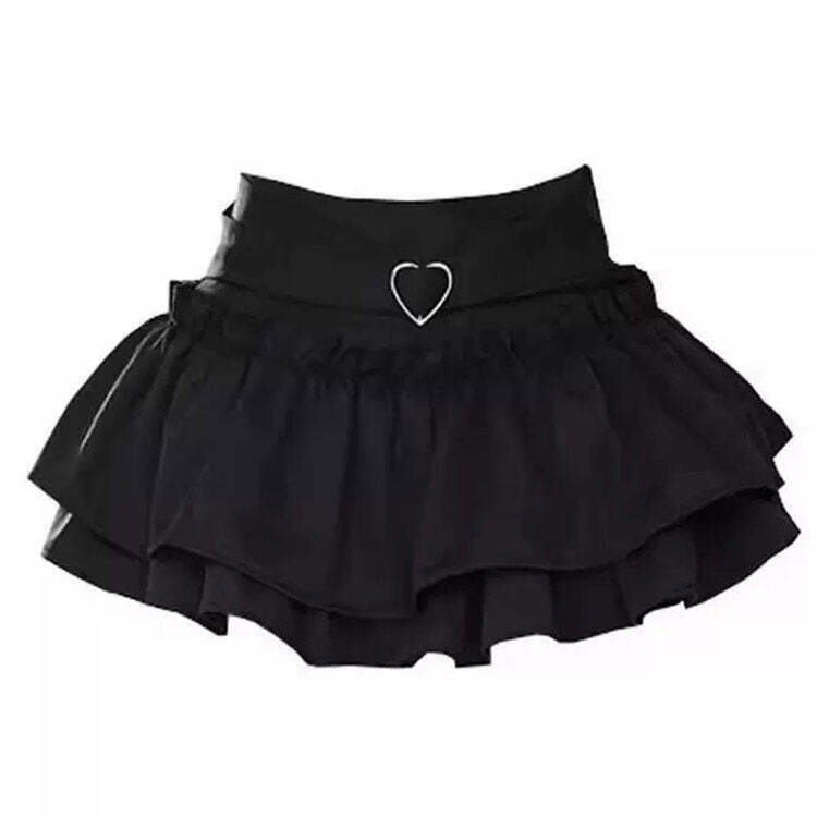 Flirty Babe Grey Ruffle Skirt - Trendy Y2K Drawstring Cargo Style with Pleated Design