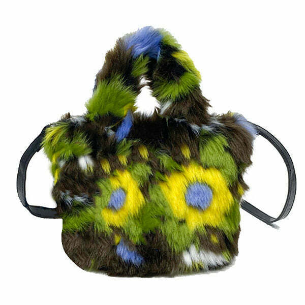 Fuzzy Flower Mini Bag - Trendy Y2K Aesthetic Mini Bag for Stylish Outfits and Accessories