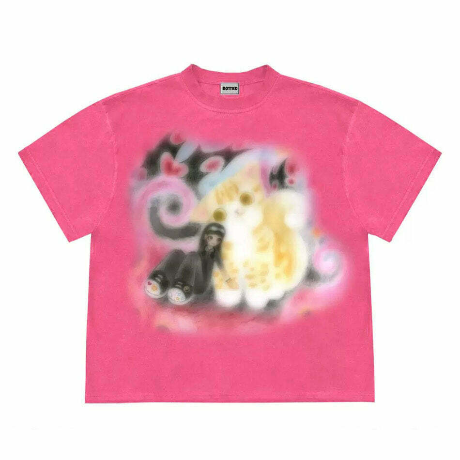 Graffiti Dreams Cat Shirt - Cute Aesthetic Cut-Out Sweatshirt for Trendy Y2K Style